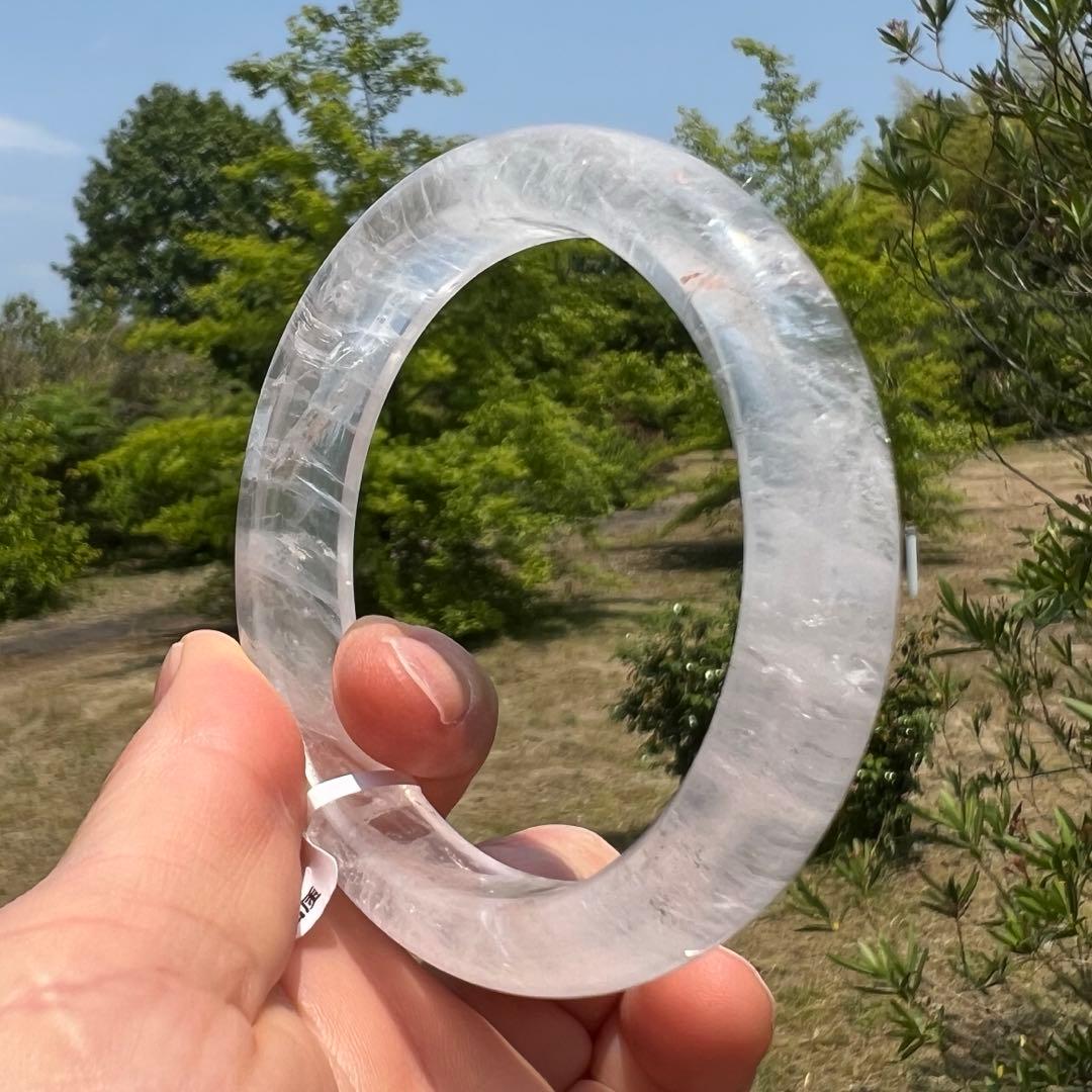 新品　ブラジル産　天然白水晶のくり抜きバングルパワーストーン　AB916