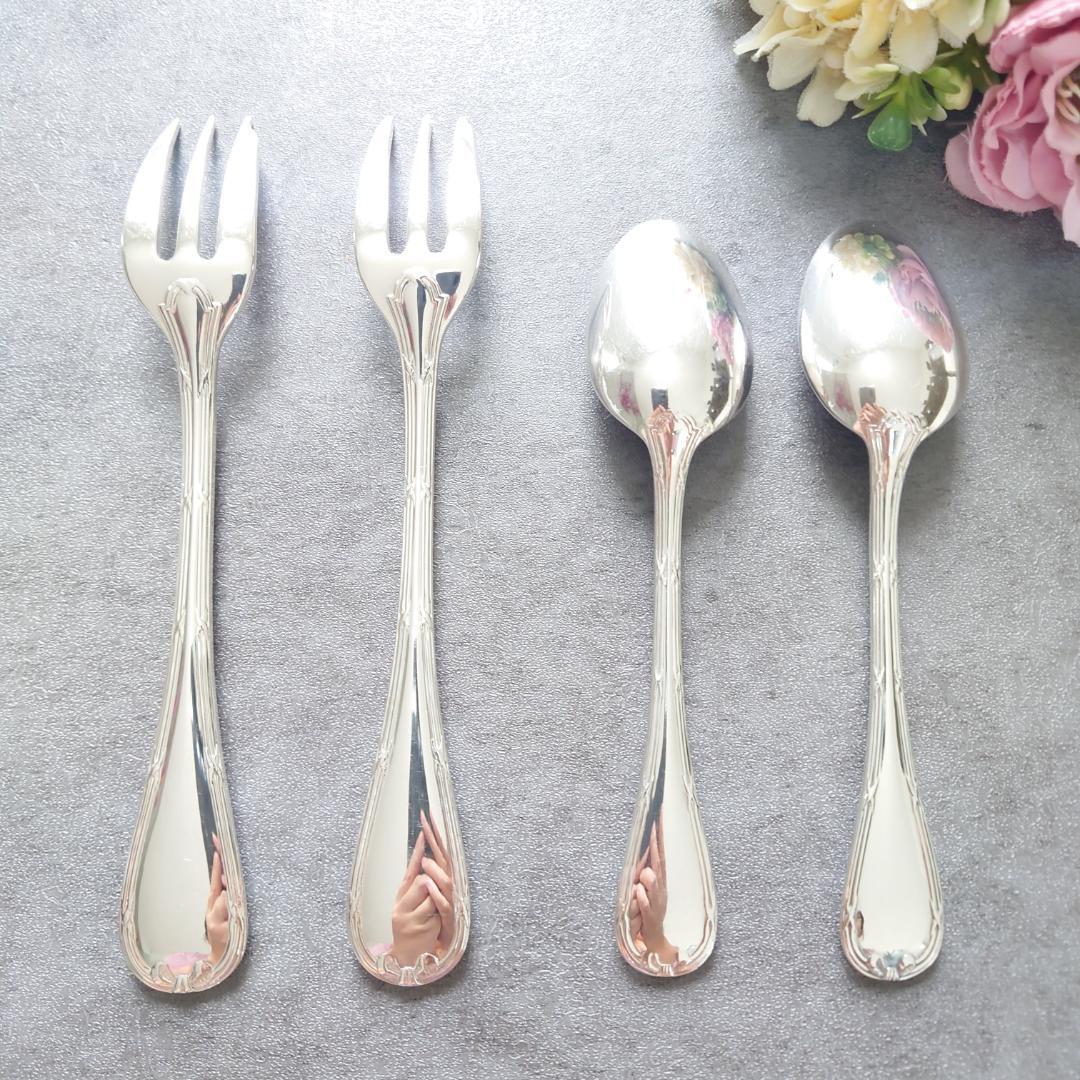 美品 クリストフル リュバン ケーキフォーク コーヒースプーン 4点