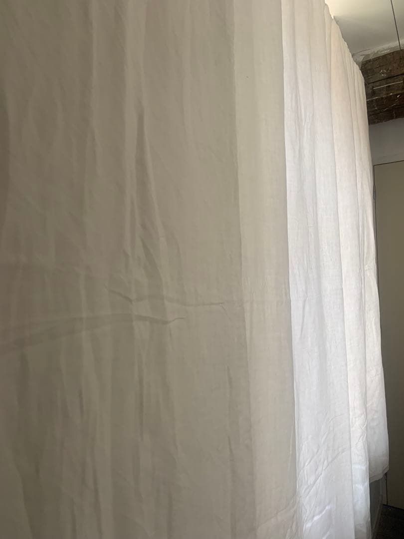 フランスアンティーク 薄手コットン 超大判一枚布 3.1x2.2m 手刺繍レース