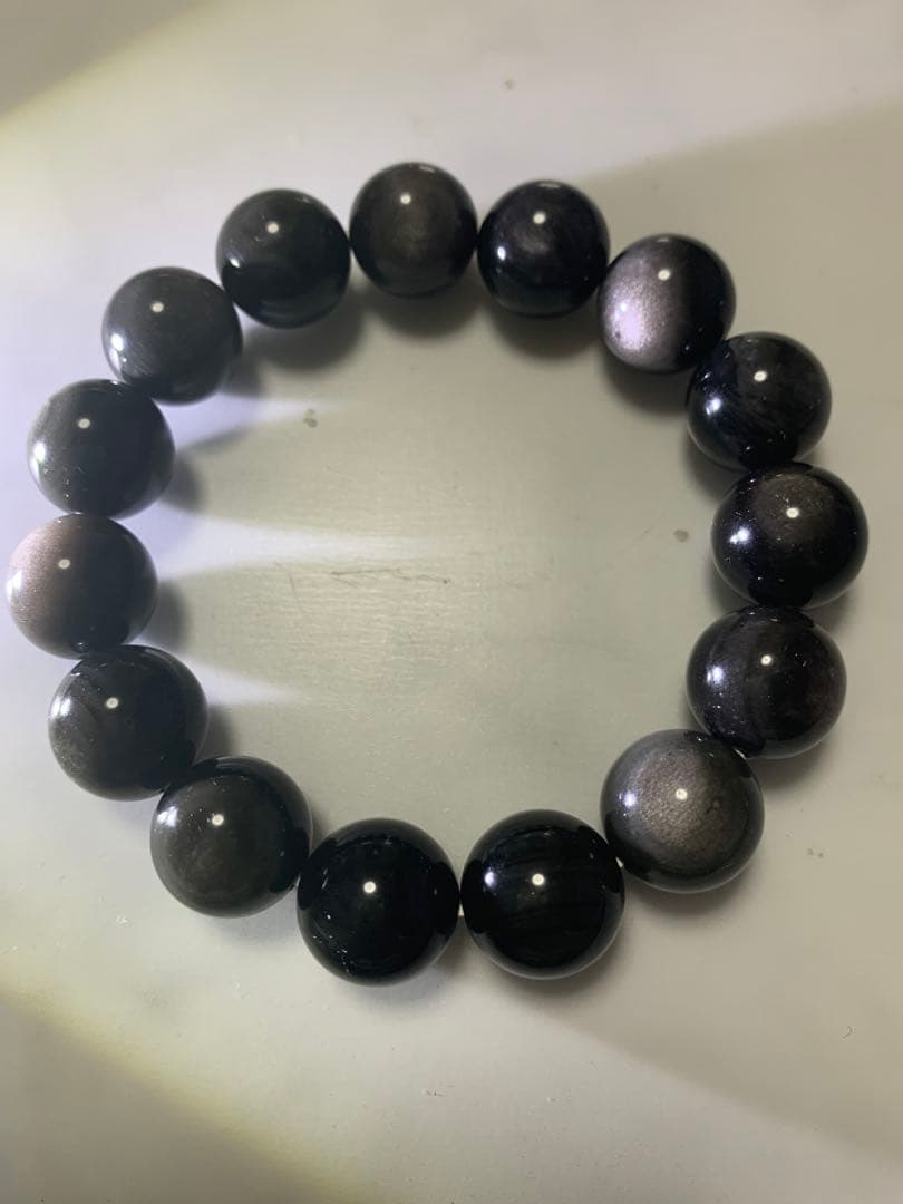 オプシディアンブレスレット　14ミリ　内径16.5