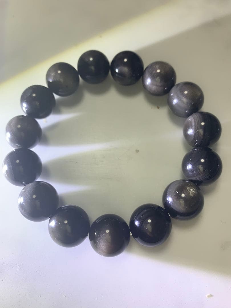 オプシディアンブレスレット　14ミリ　内径16.5