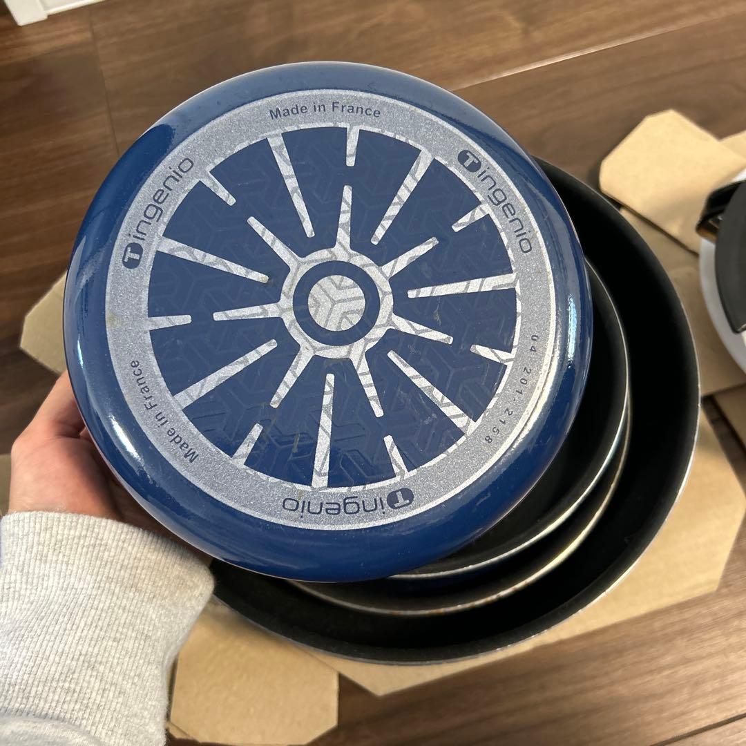 T-falロイヤルブルー インジニオネオ ガス火専用フライパン、鍋セット10点