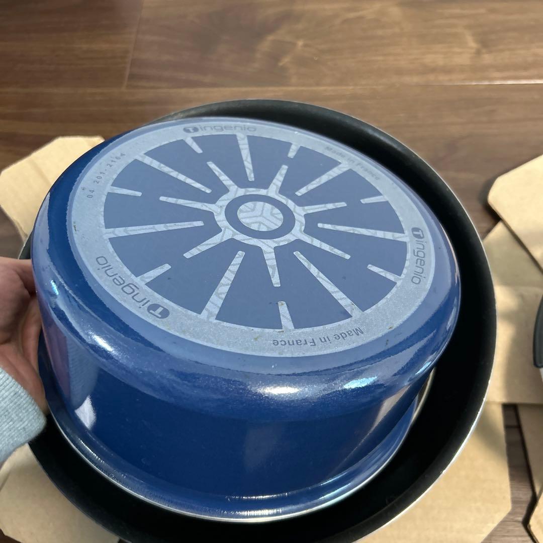 T-falロイヤルブルー インジニオネオ ガス火専用フライパン、鍋セット10点