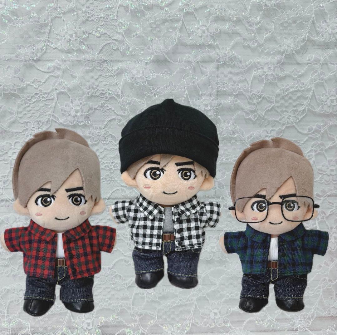 ボンボン様　ぬいタク　ぬい服　チェックシャツコーデ