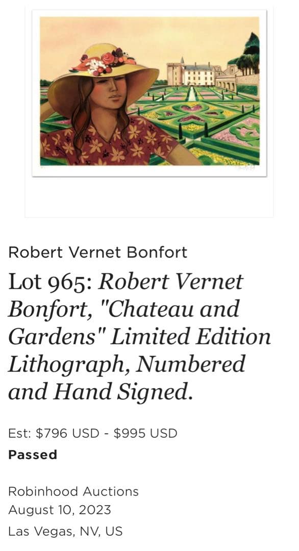 版画 Robert Vernet Bonfort Chateau andGardens