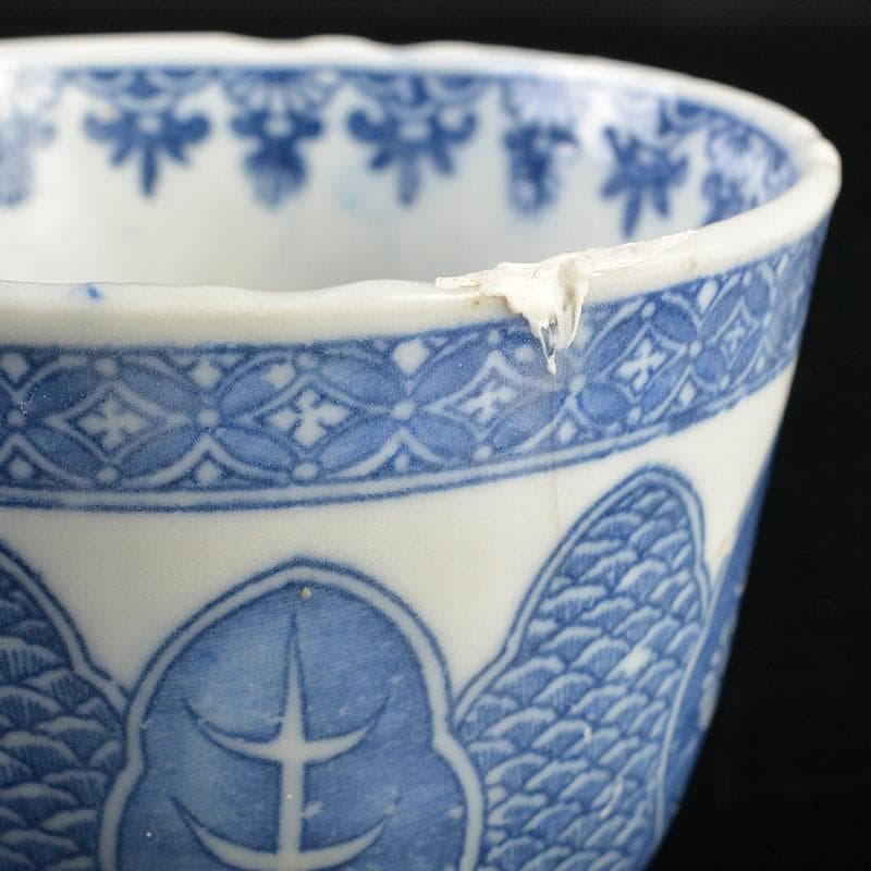 瀬戸焼　染付印判手　煎茶器　十二客　N　R7222B