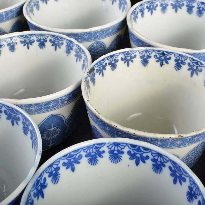 瀬戸焼　染付印判手　煎茶器　十二客　N　R7222B