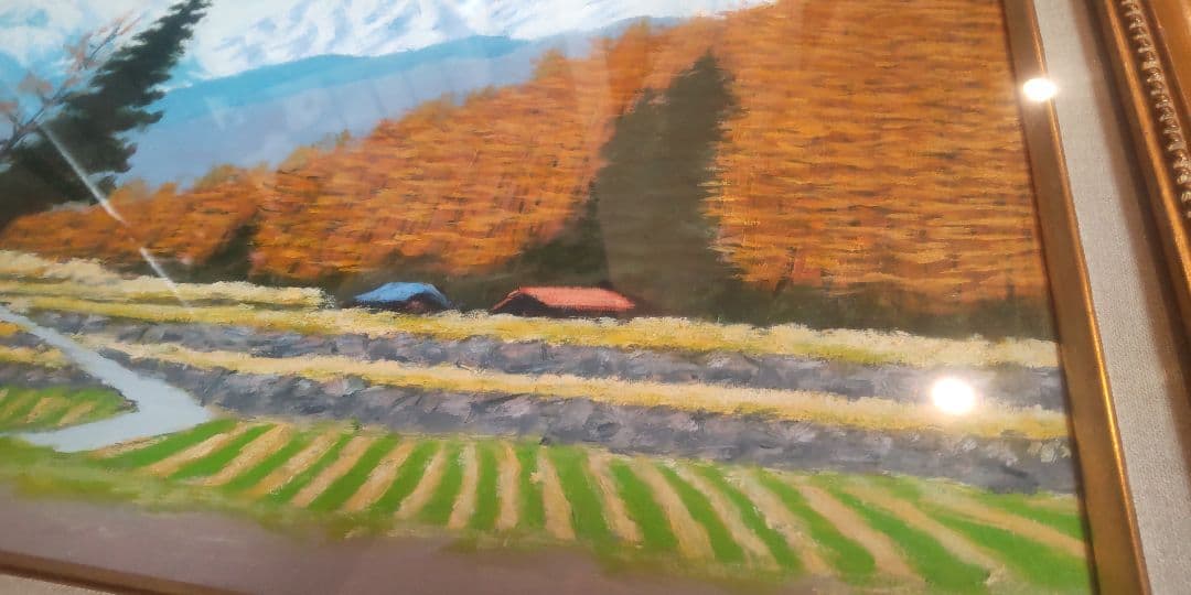 【箱付・真作】後藤三男 油絵 P8号「白馬秋晴れ」直筆サイン・共シール有