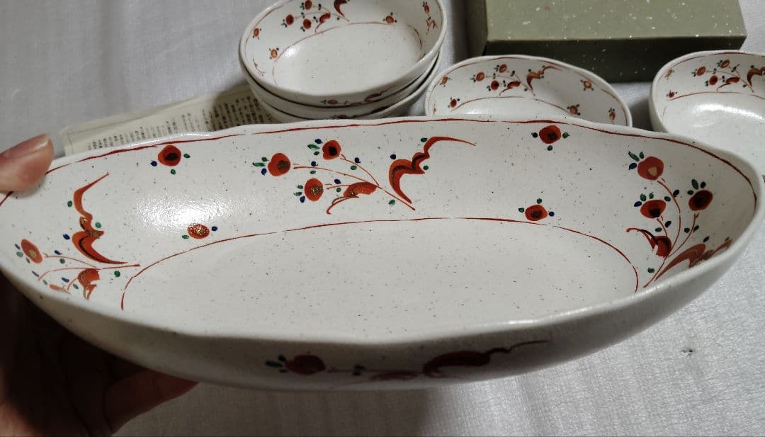 新品　未使用　たち吉 赤絵　 取り鉢揃 橘吉 大皿 小鉢 　　6点　楕円形皿