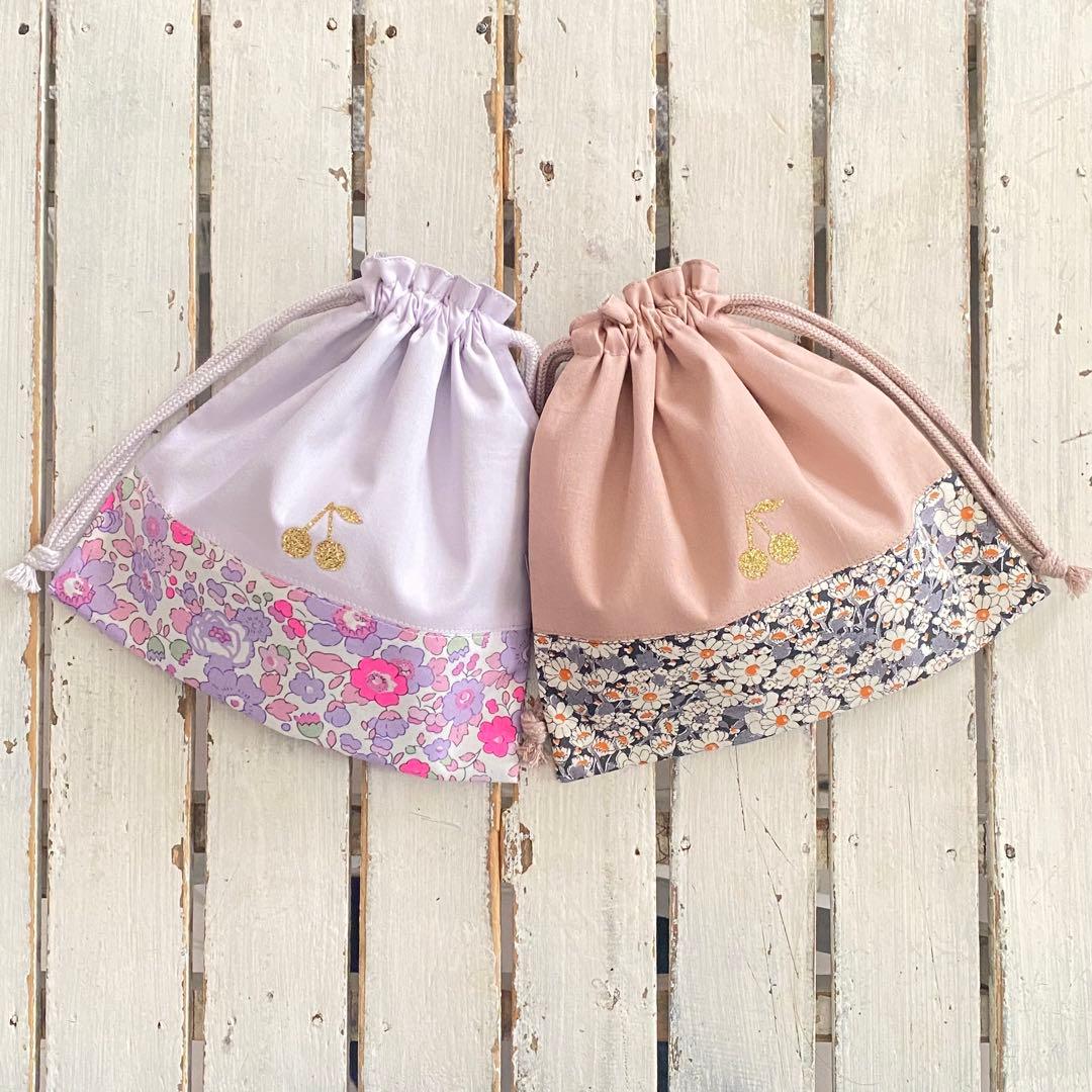 ひな様⭐︎リバティプリント使用×さくらんぼワッペンレッスンバッグ他オーダー
