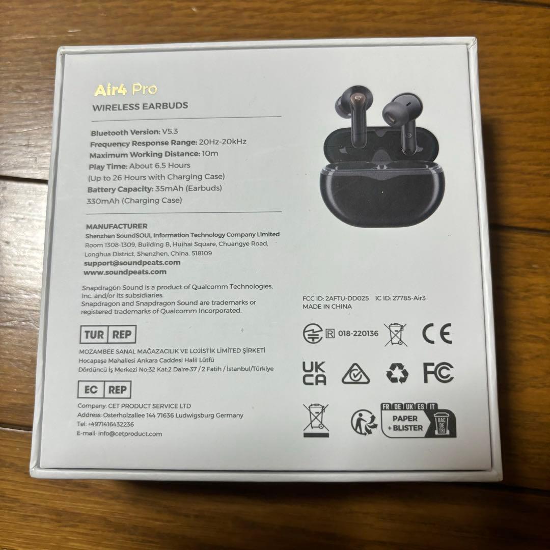 used品　サウンドピーツ（SOUNDPEATS）　AIR4　PRO　ブラック