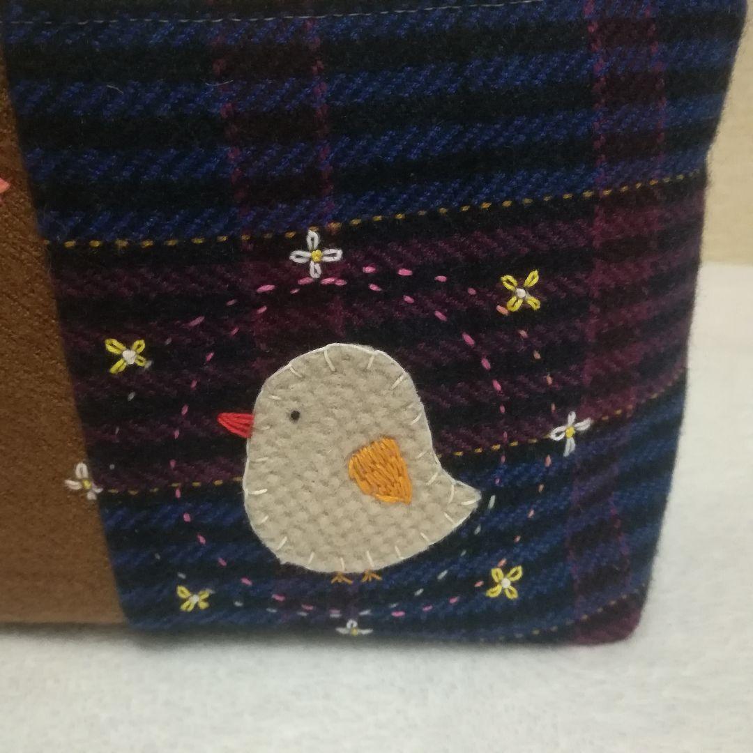 ⑦ハンドメイド　リメイク　布バスケット　ファブリックバスケット　小物入れ　鳥