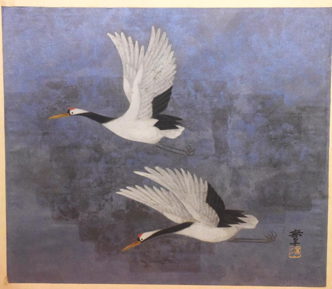 京画額◆藤田高日子◆鶴の飛翔◆号７０万◆25-04-19-02