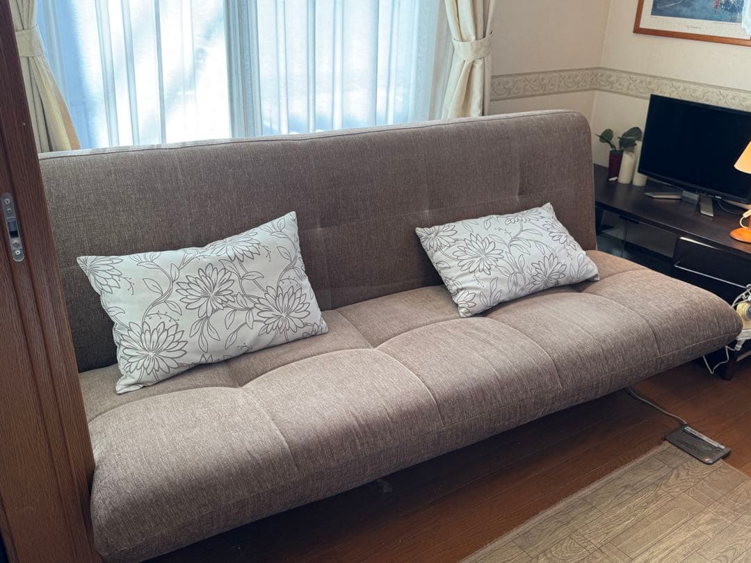 ‼️連休特価✨【東京インテリア】ソファベッド　 グレー クッション2個付
