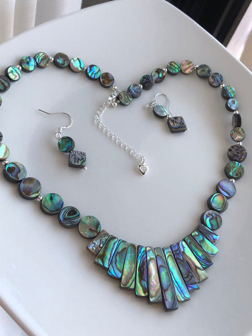 アバロンシェルネックレス　ピアス　セット