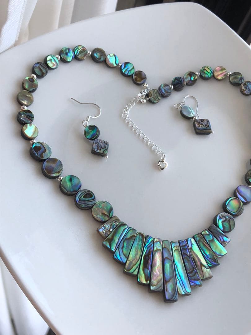 アバロンシェルネックレス　ピアス　セット