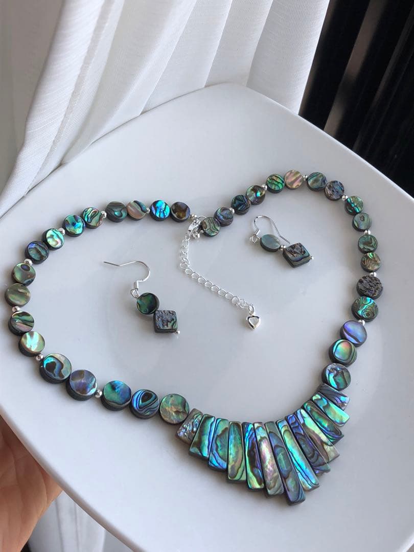 アバロンシェルネックレス　ピアス　セット