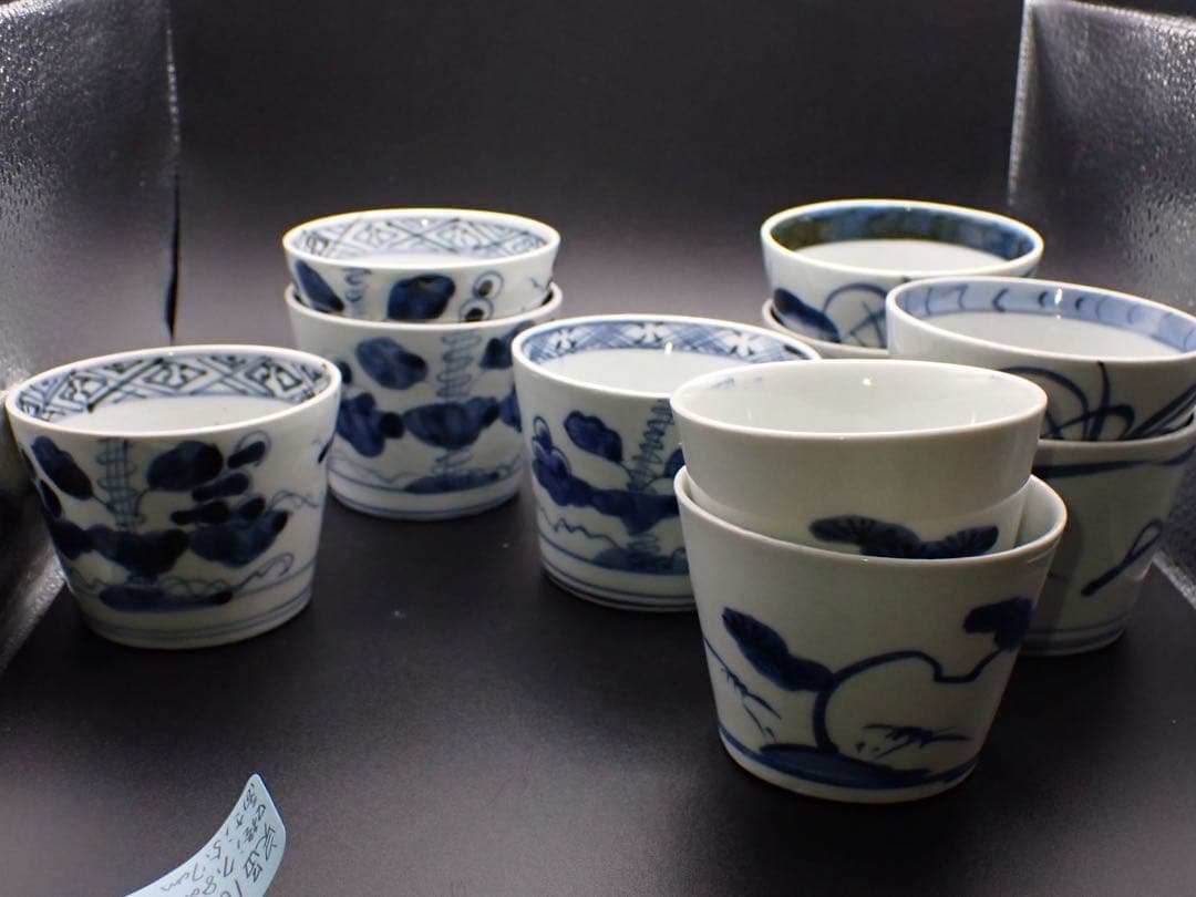 【完品】古伊万里 <まとめて10客> そば猪口 江戸中期 骨董品(青10)