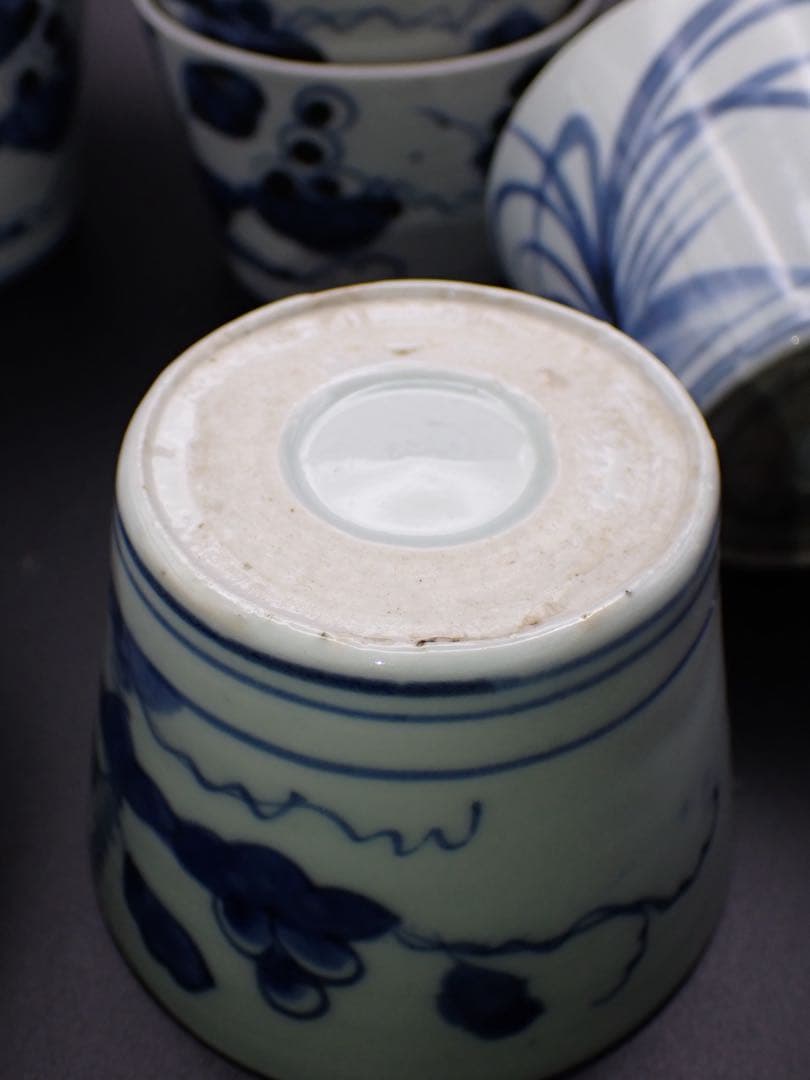 【完品】古伊万里 <まとめて10客> そば猪口 江戸中期 骨董品(青10)