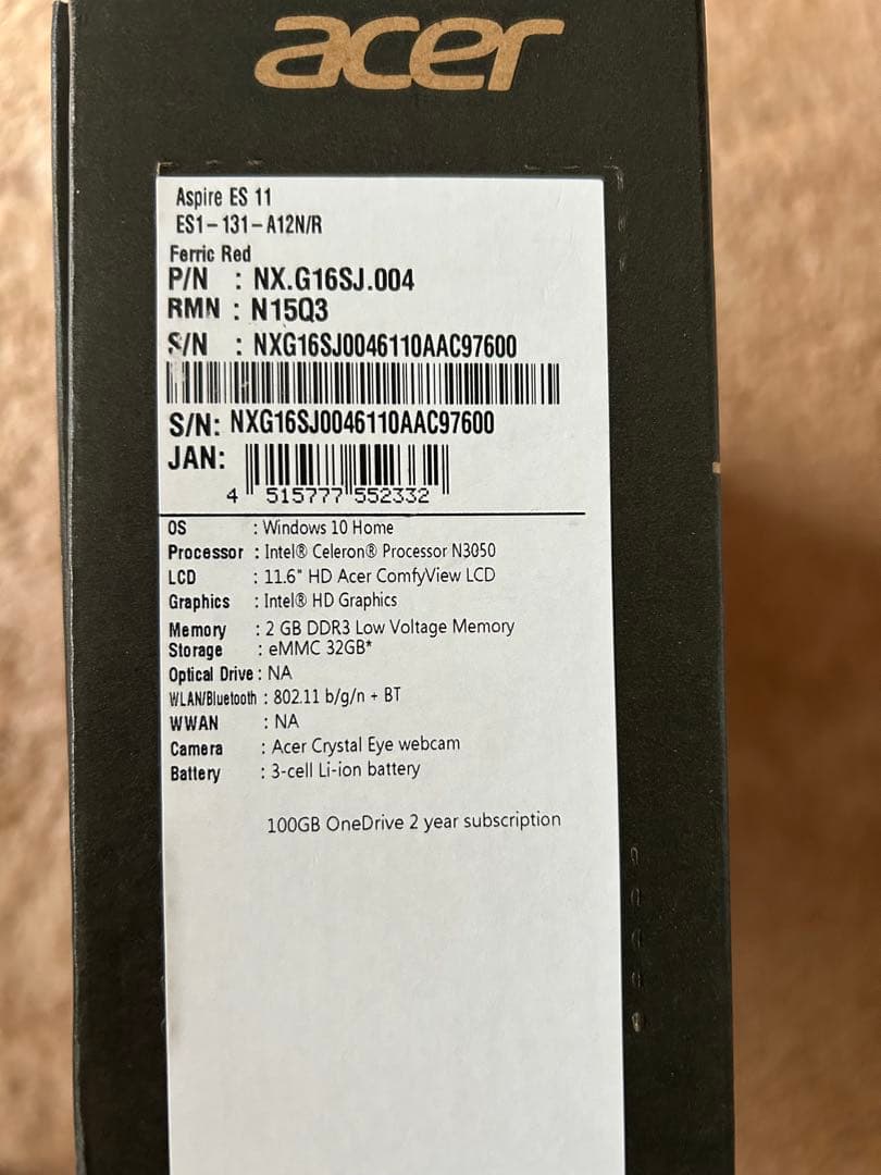 Acer ノートパソコン ES1-131-A12N/R