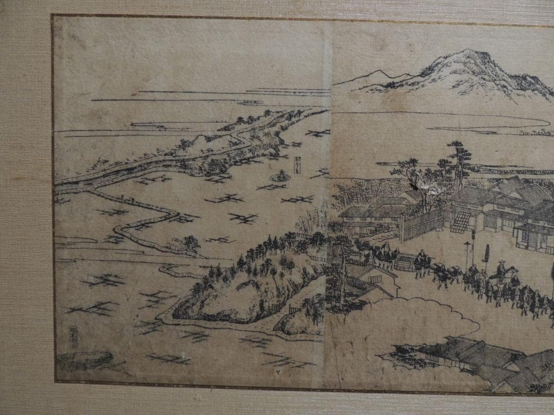 木版画、浮世絵「柳堂勝蓮寺」4枚続き、単色、作者不明＞愛知県、岡崎、親鸞聖人