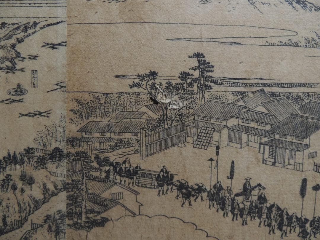 木版画、浮世絵「柳堂勝蓮寺」4枚続き、単色、作者不明＞愛知県、岡崎、親鸞聖人