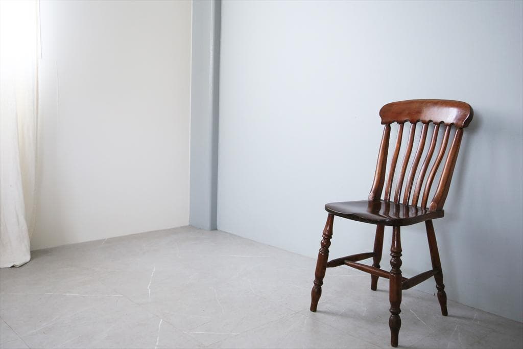 英国アンティーク木製キッチンチェア/ダイニングイス椅子/飾り棚(91-150-2