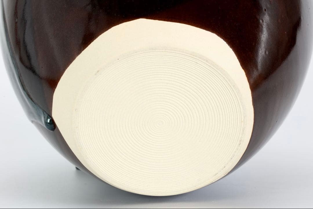 万代草山 四耳茶壺 飾壺 茶道具 共箱 口覆仕覆 正絹飾紐付 作家物 古美術品