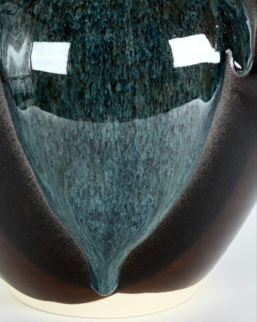 万代草山 四耳茶壺 飾壺 茶道具 共箱 口覆仕覆 正絹飾紐付 作家物 古美術品