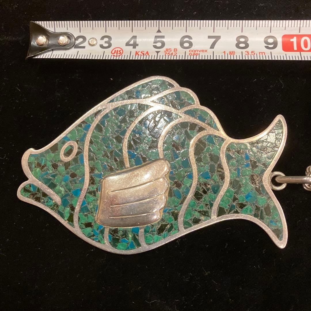 超ビッグ☆ TAXCO ☆ 刻印付シルバー　ターコイズ ペンダント