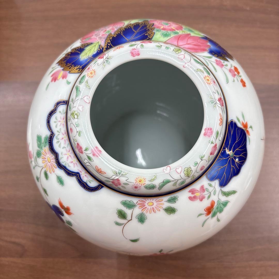 深川製磁 深川製 花瓶 染錦絢爛草花絵 花器 フラワーベース