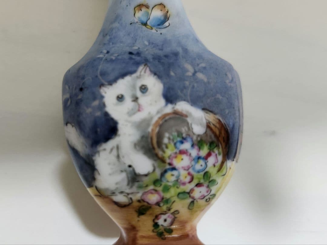 リモージュボックス 可愛い 猫と花のデザイン陶器香水瓶