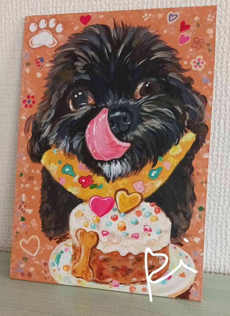 ペット似顔絵　水性ペイント　アクリル画　A5サイズ　インテリア