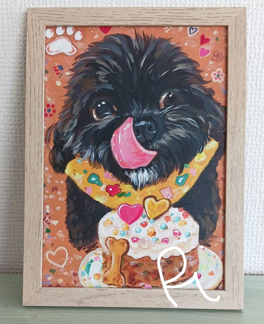 ペット似顔絵　水性ペイント　アクリル画　A5サイズ　インテリア