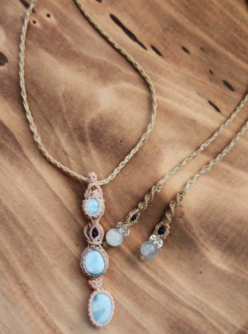 【南国海】ラリマー三連ネックレス