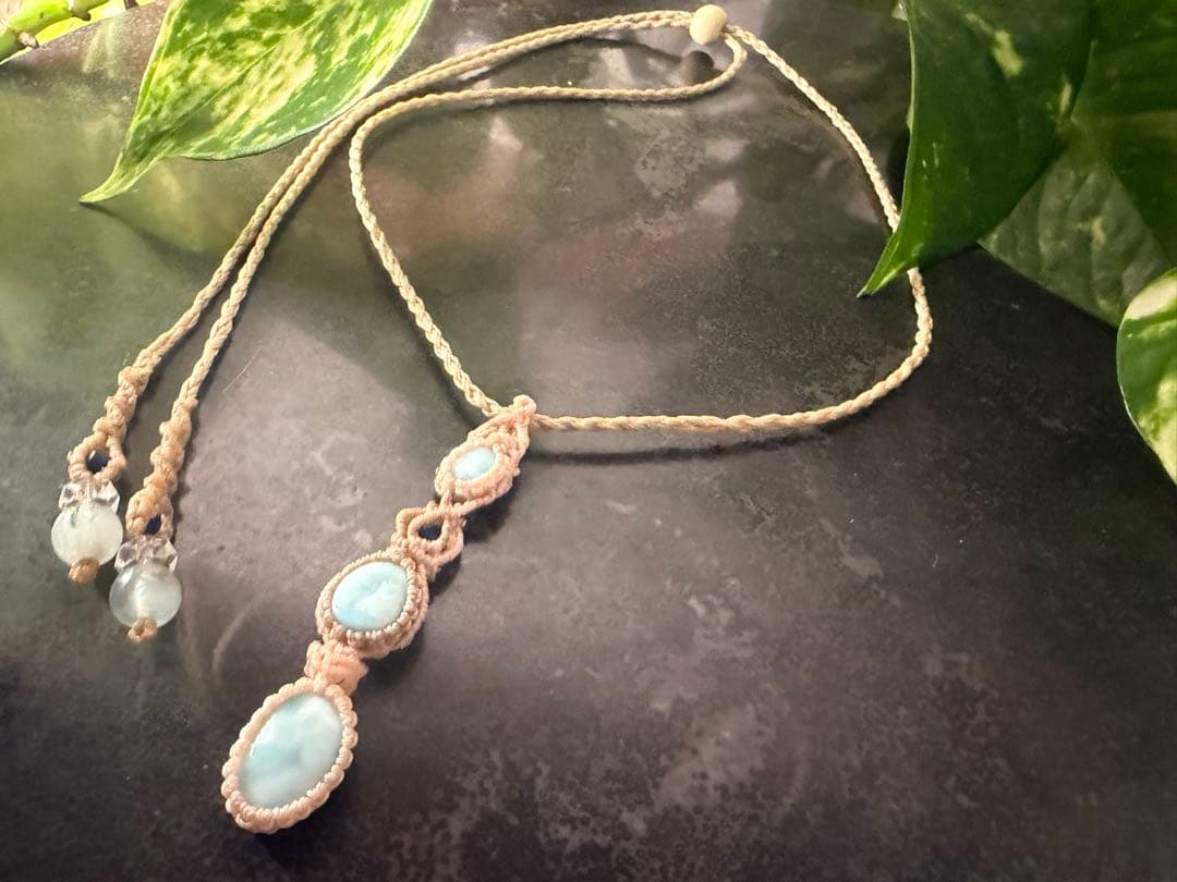 【南国海】ラリマー三連ネックレス