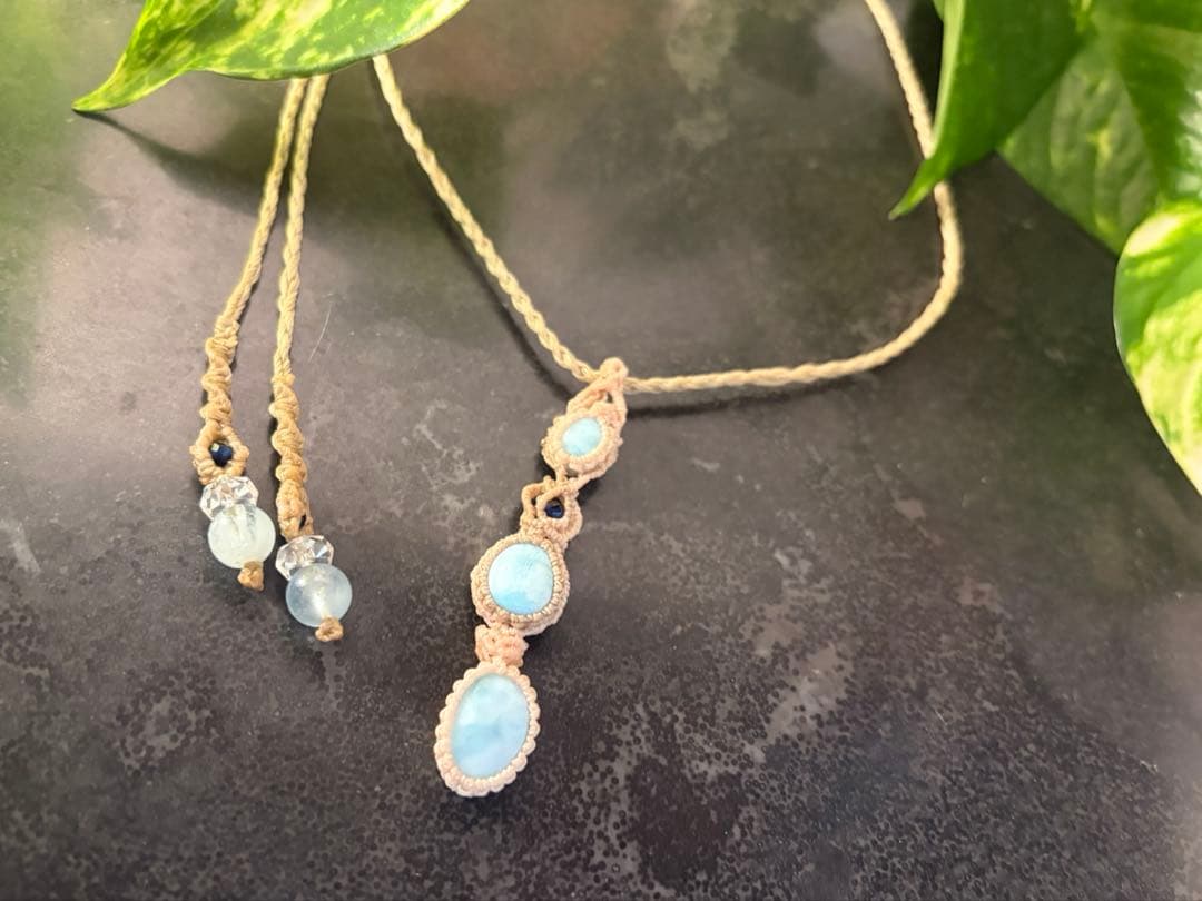 【南国海】ラリマー三連ネックレス