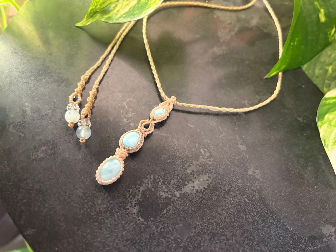 【南国海】ラリマー三連ネックレス