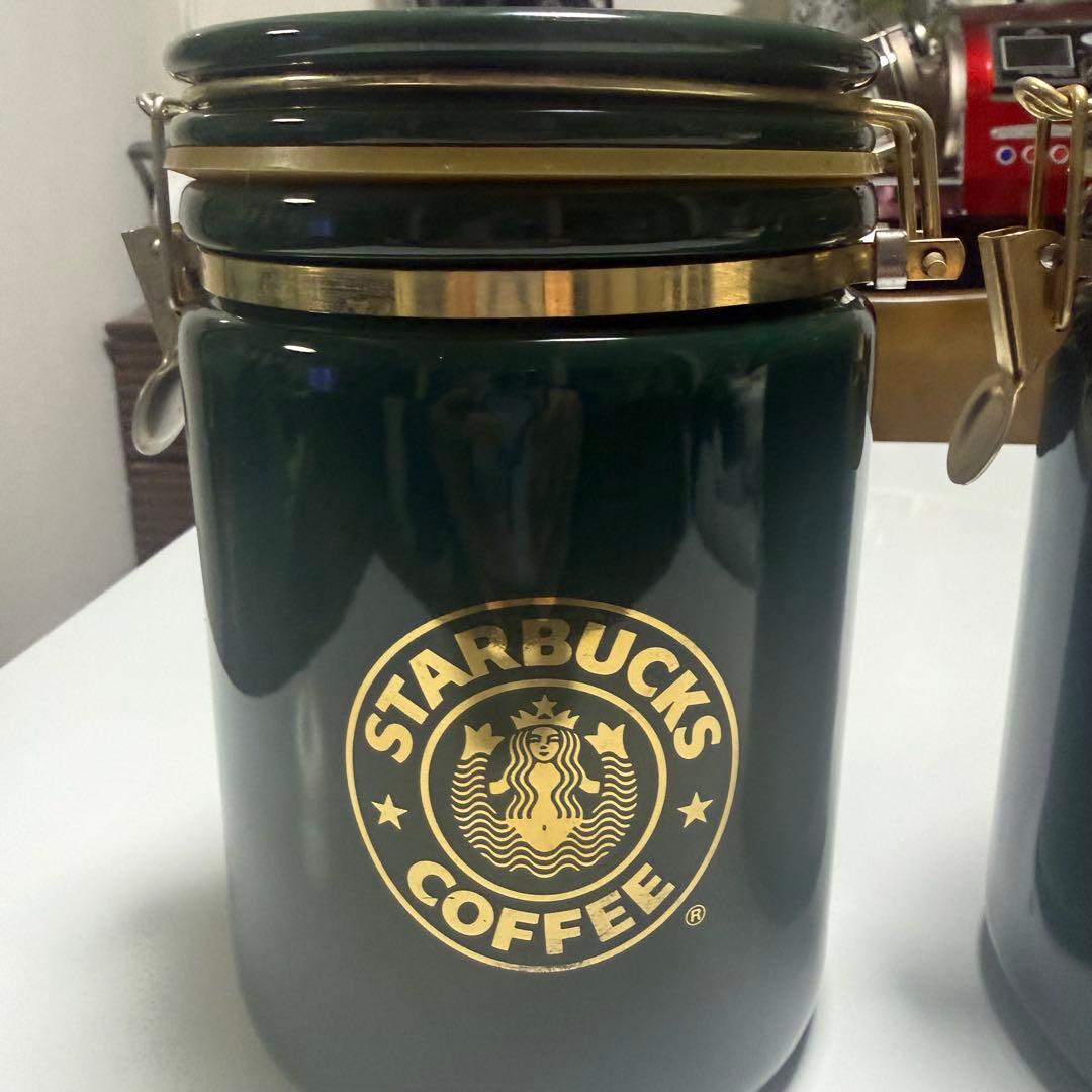 Starbucks 深緑 大型キャニスター　レトロ. 2個セット