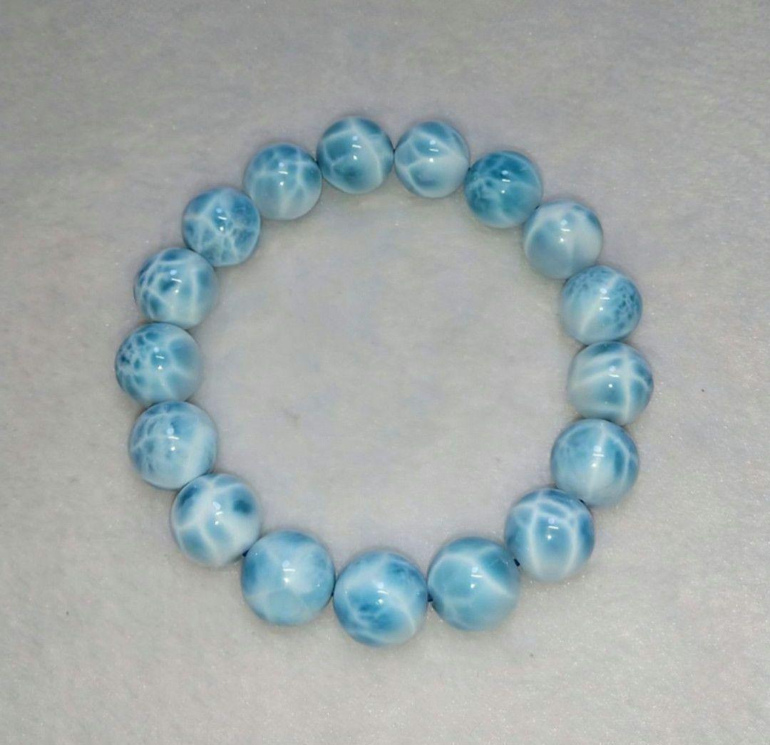【極上,美品】ラリマー　ブレスレット　ブルーペクトライト　天然　亀模様　平和　夏