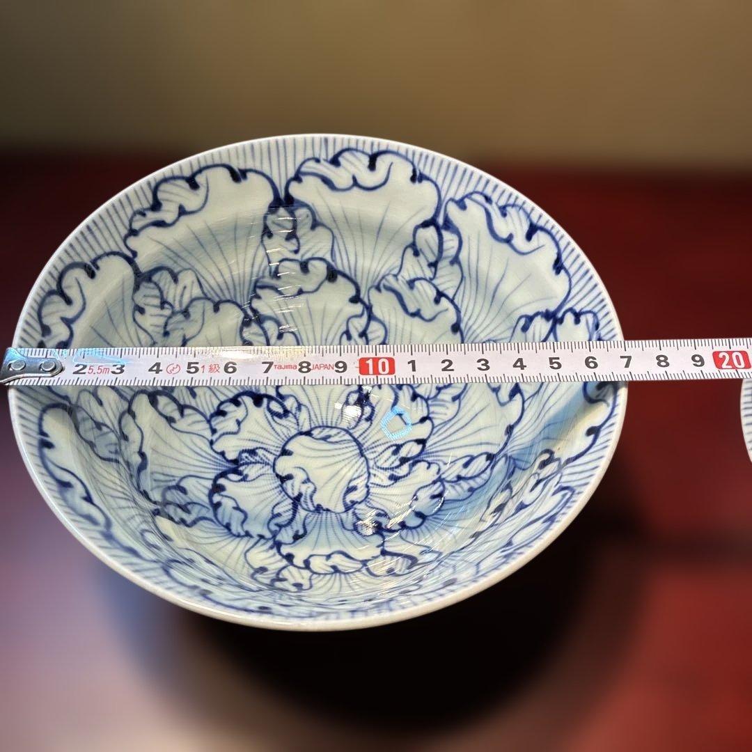 そうた窯　青い花模様 丼 直径約17.5cm