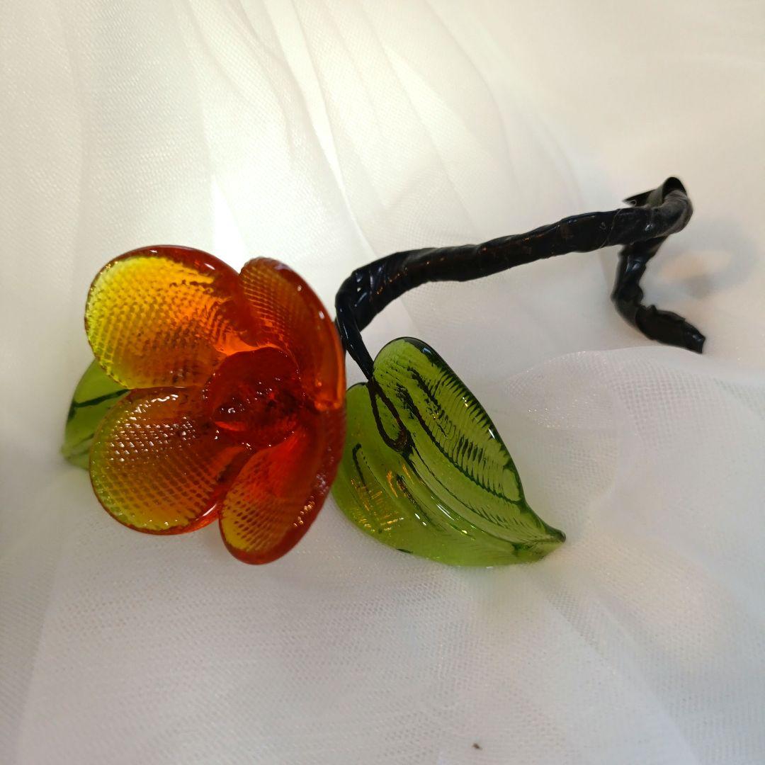 【極美品】琉球ガラス花瓶ワイヤーフラワー