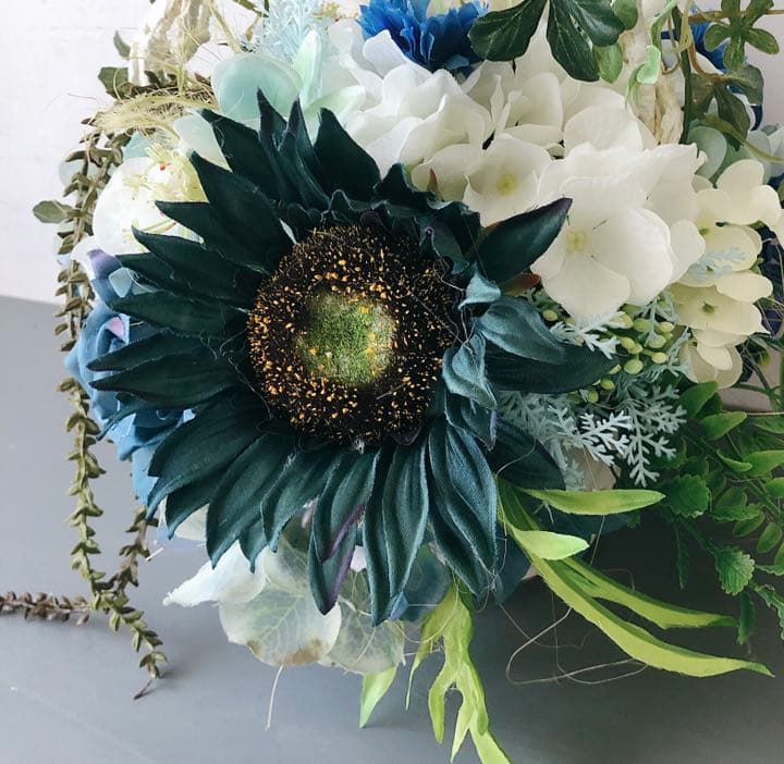 リバーシブル爽やかブルーのホワイトバスケット/光触媒加工/1点物