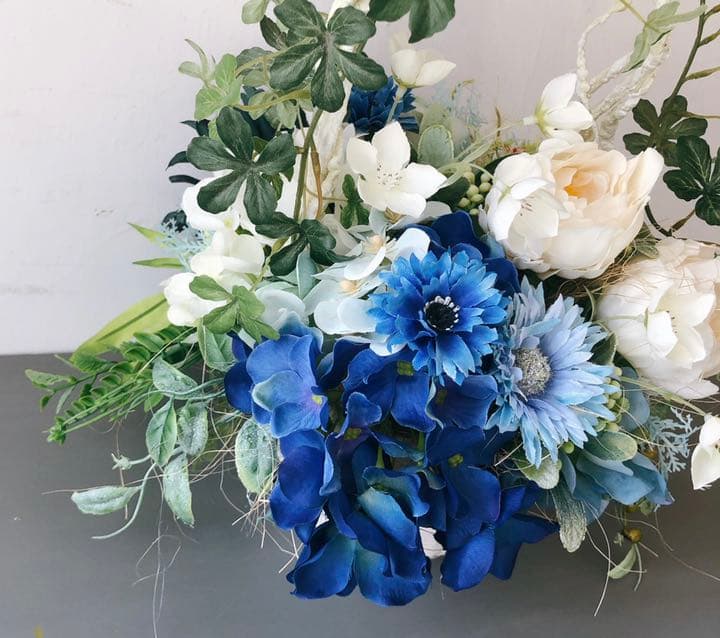 リバーシブル爽やかブルーのホワイトバスケット/光触媒加工/1点物