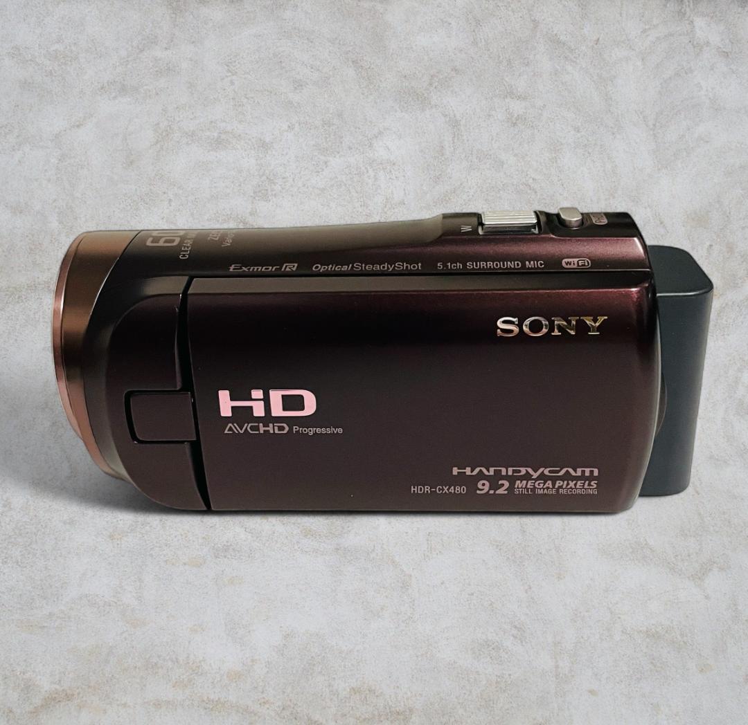 （美品）Sony HDR-CX480 ビデオカメラ 光学30倍 ボルドーブラウン