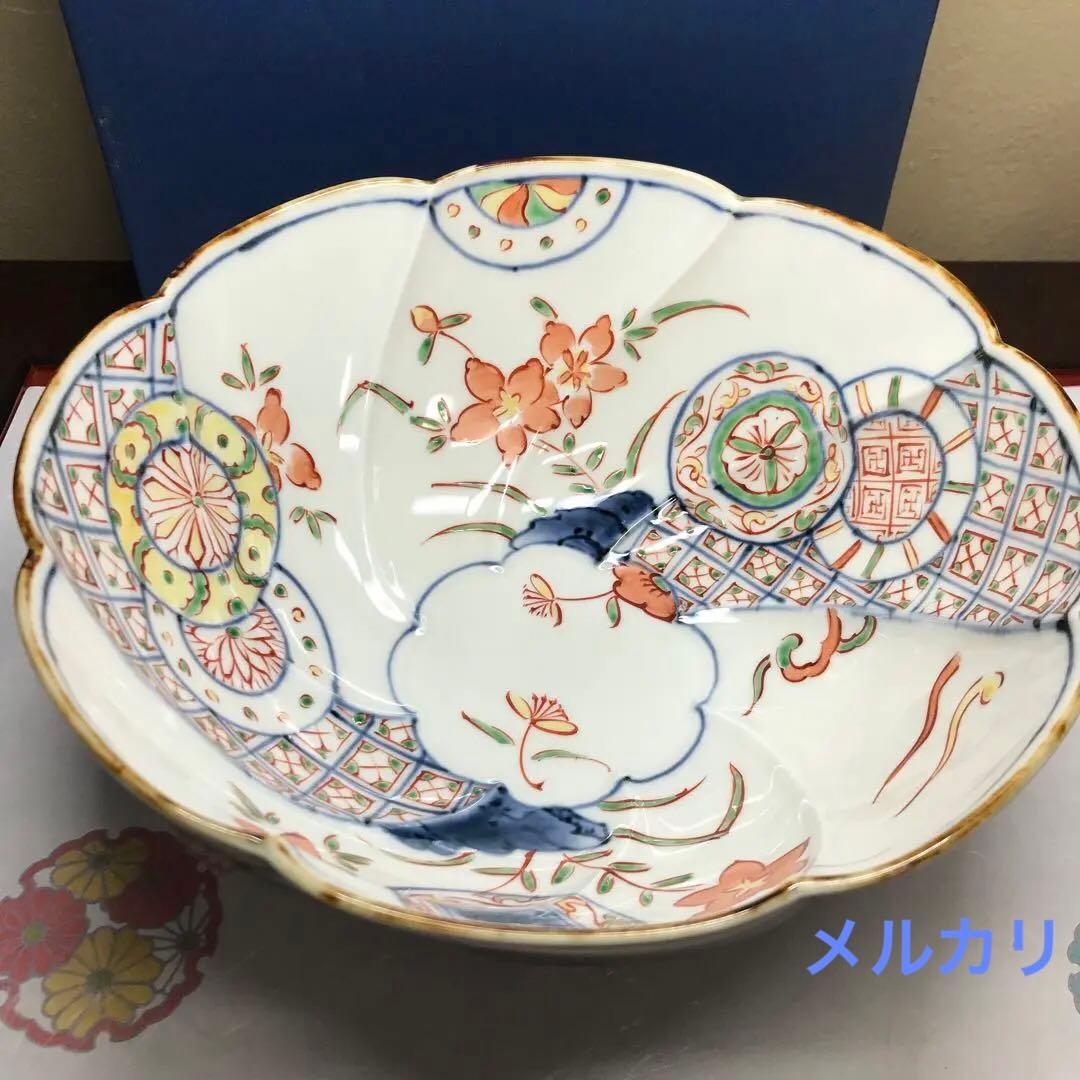 福泉窯　染錦花つなぎ文様　ひねり鉢　1客　共箱入り　秋の七草　桔梗　ひなまつり