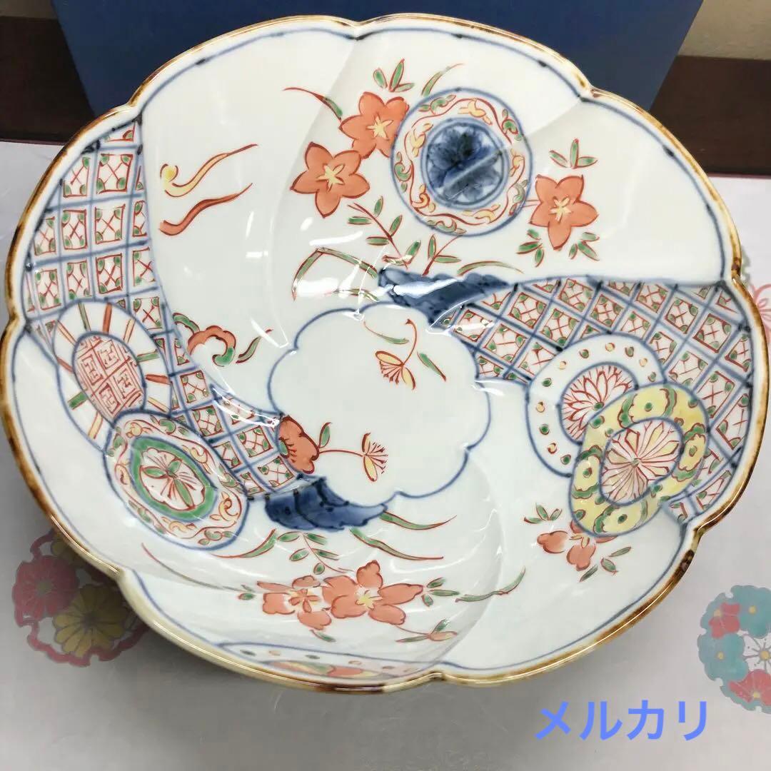 福泉窯　染錦花つなぎ文様　ひねり鉢　1客　共箱入り　秋の七草　桔梗　ひなまつり