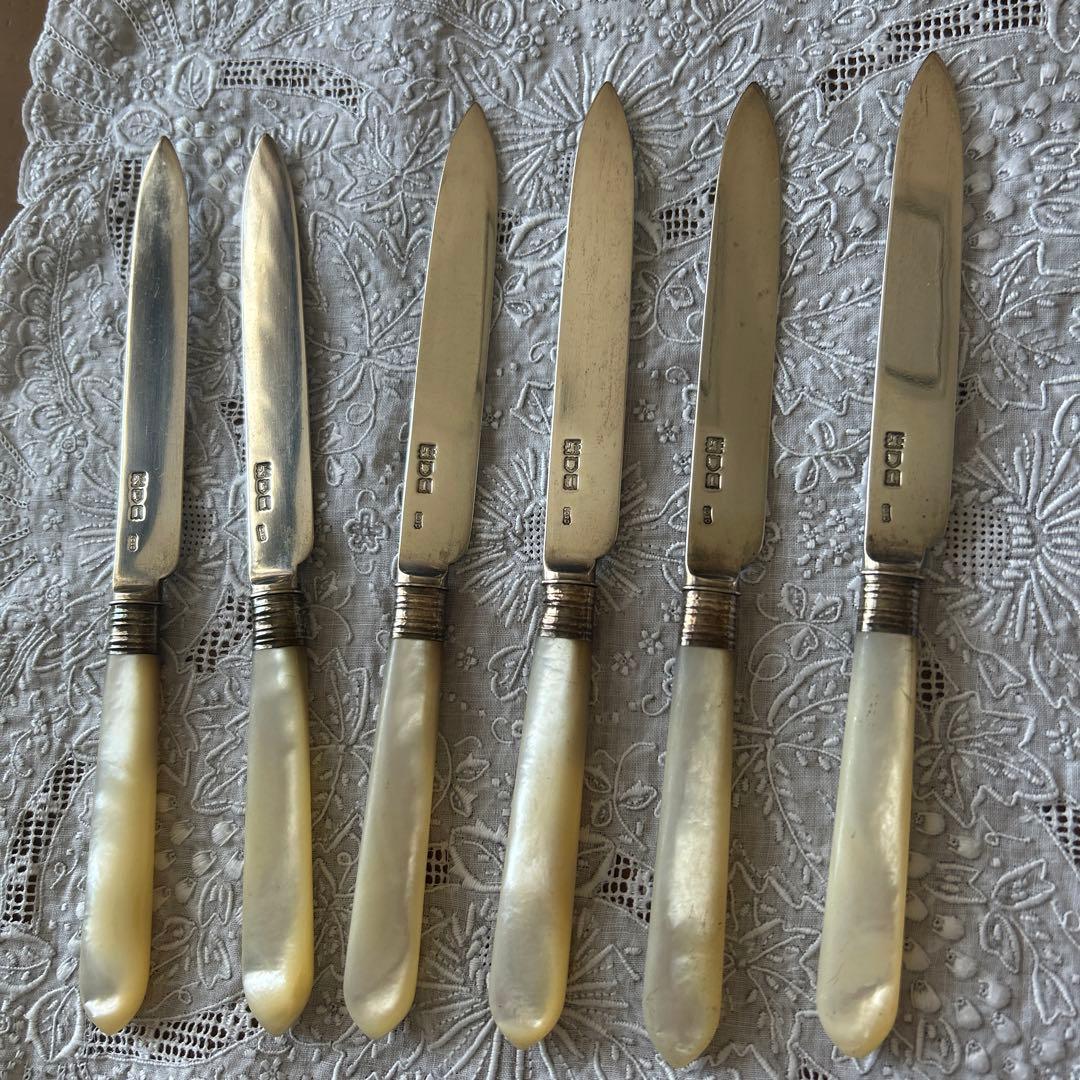 スターリングシルバー　カトラリー　白蝶貝　デザートセット　純銀