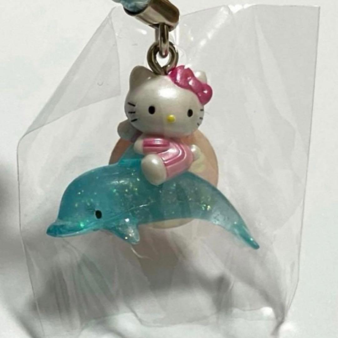 【未使用】ハローキティ オーロラねつけ 根付け ドルフィン イルカ ストラップ