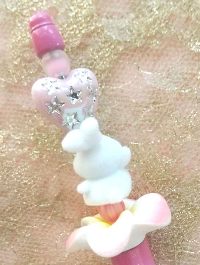カスタムボールペン«No.910»ピンク うさぎ ハート フラワー